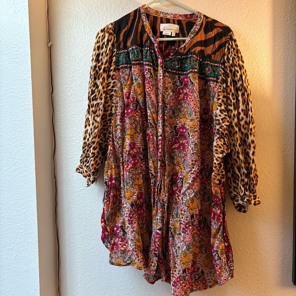 Maxine Dolman Sleep Top Anthropologie Mixed Print Sz Small 100% Modal Sleepwear - Picture 2 of 10